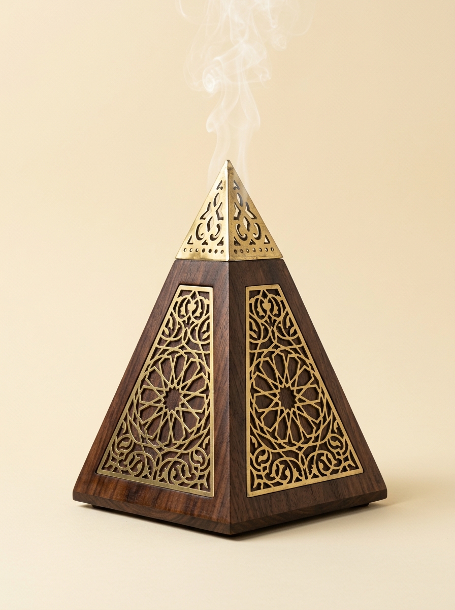 Wooden Pyramid Buhoor Burner